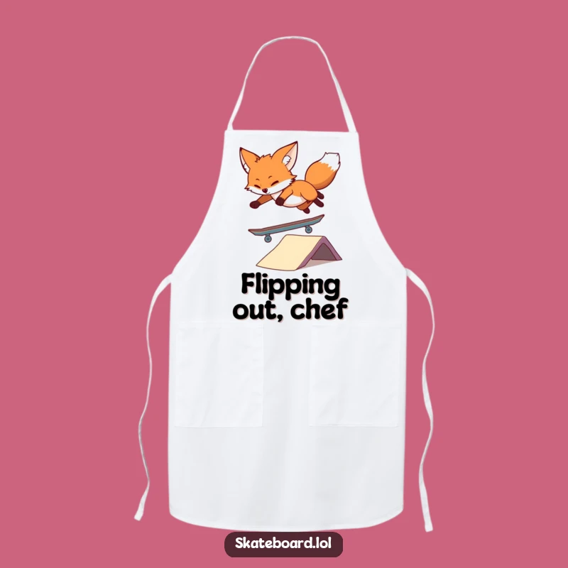 Funny Fox Skateboard Apron: Kitchen Fun & Unique Chef Gift