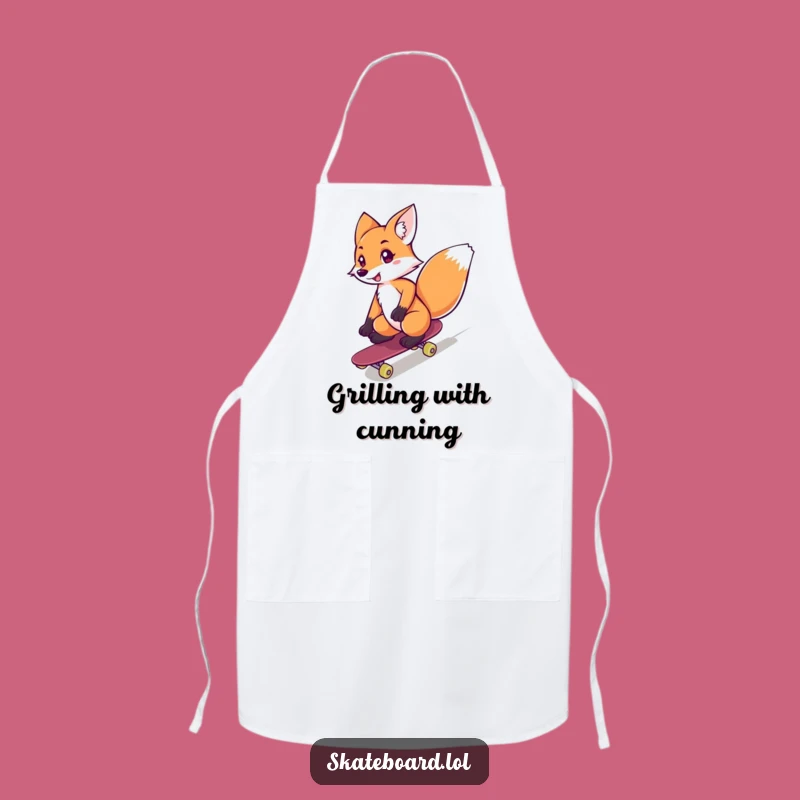 Funny Fox Skateboarder Apron: Cook with Confidence, Perfect Gift!