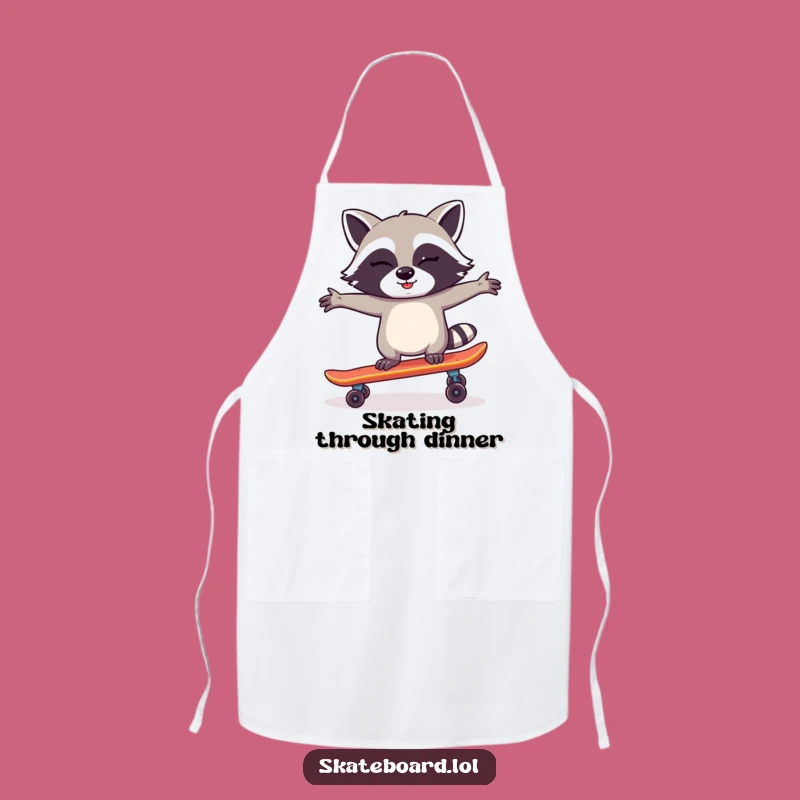 Funny Raccoon Skateboard Apron: Kitchen Fun & Unique Chef Gift