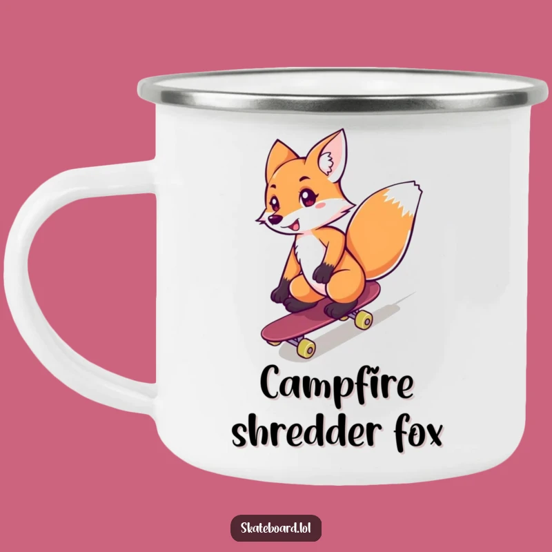 Funny Fox Skateboarder Camping Mug: Adventure Ready, Perfect Gift!