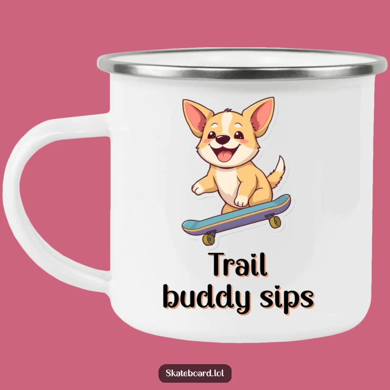 Funny Dog Skate Camping Mug - Durable & Hilarious Rider, Outdoor Gift