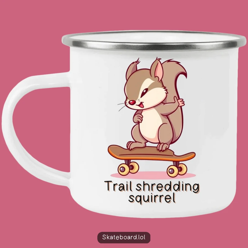 Funny Squirrel Skateboarder Camping Mug: Adventure with Focus, Perfect Gift!