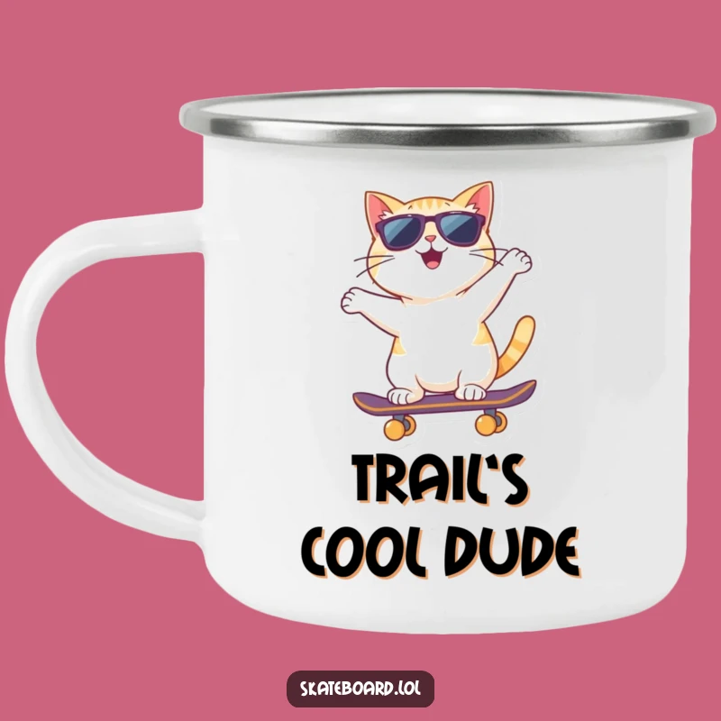 Funny Cat Camping Mug: Sunglasses Skateboarder for Outdoor Cool