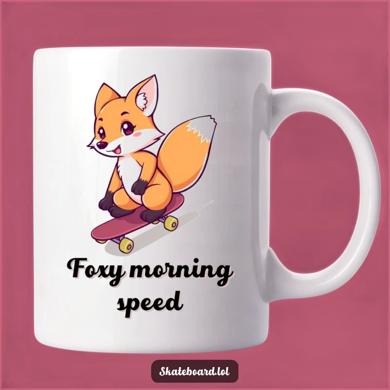 Funny Fox Skateboarder Mug: Confidence and Speed, Perfect Gift!