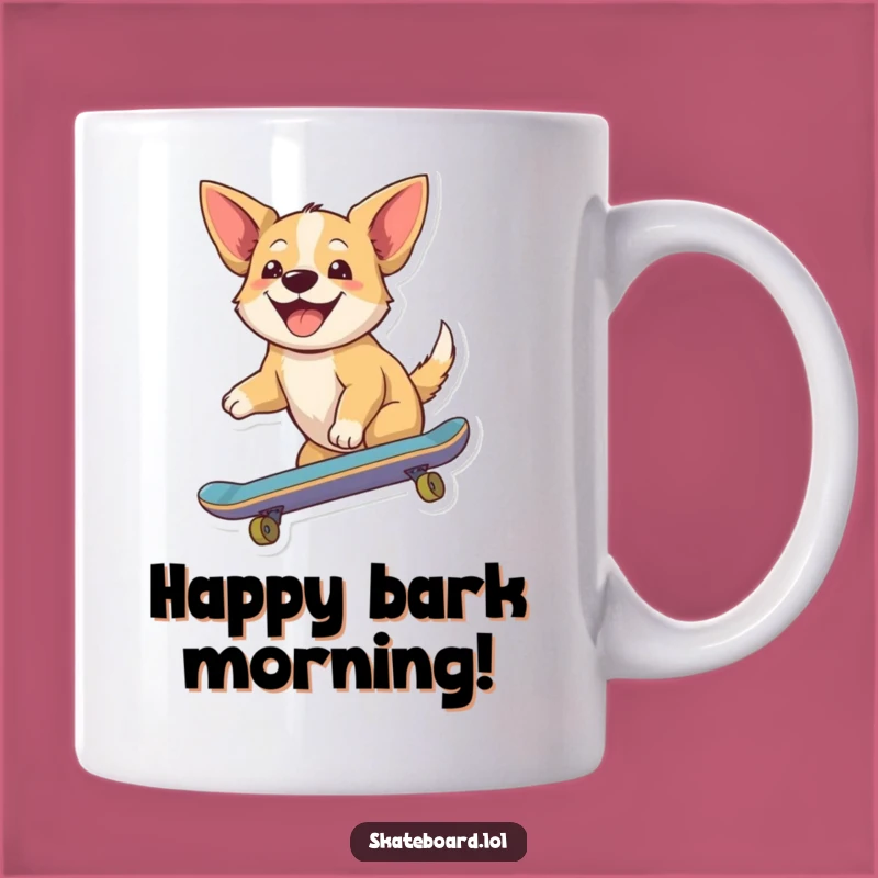 Funny Joyful Dog Skateboard Mug - Happy Rider Design, Perfect Gift