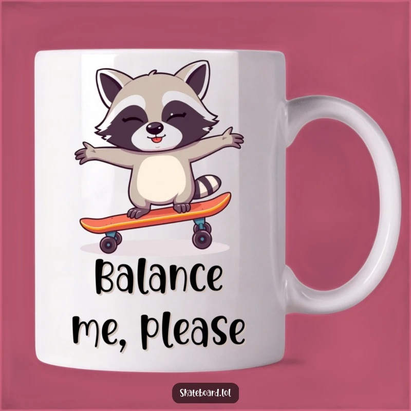 Funny Raccoon Skateboarder Mug: Cheeky Animal Gift for Skaters