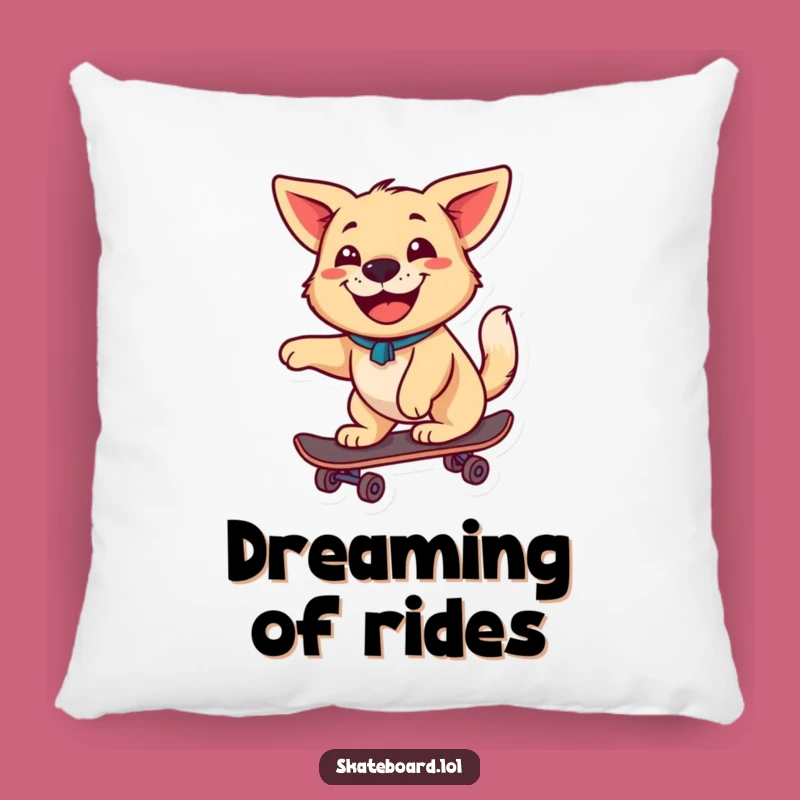Cozy Funny Dog Pillow: Skateboard Grin for Happy Comfort