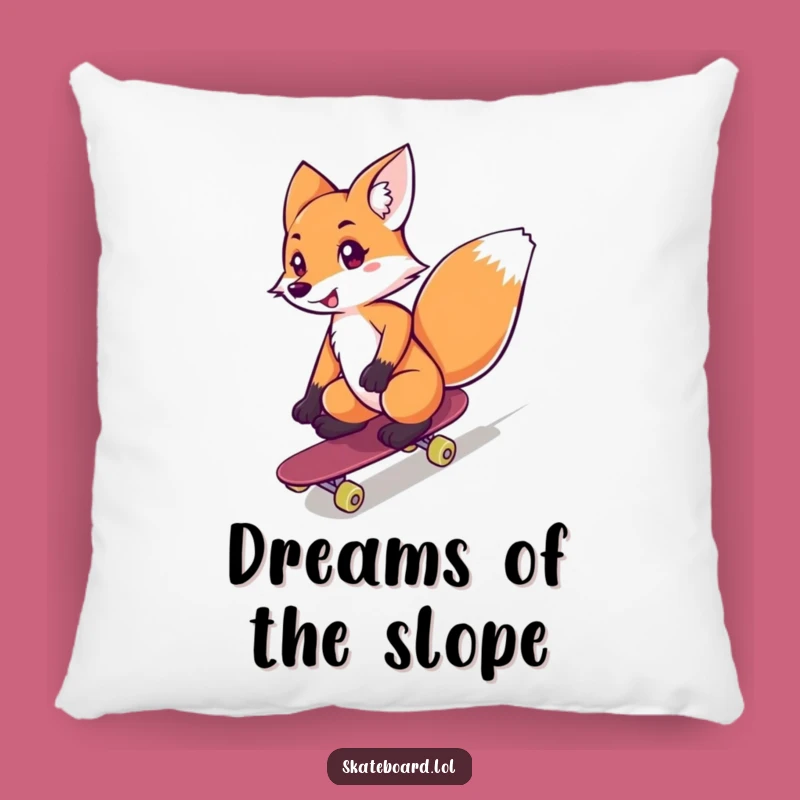 Funny Fox Skateboarder Pillow: Comfy Adventures, Perfect Gift!