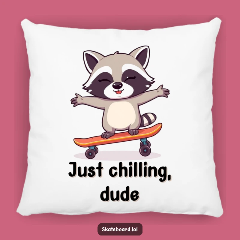 Funny Raccoon Skateboard Pillow: Soft Comfort & Cheeky Gift