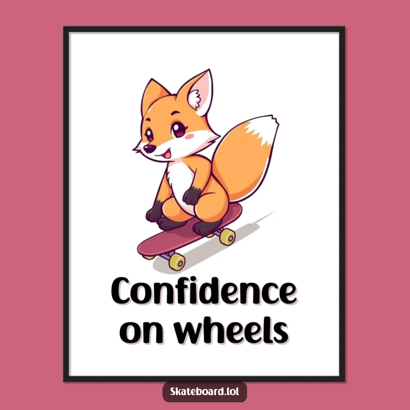Funny Fox Skateboarder Digital Art: Add Thrills, Perfect Gift!
