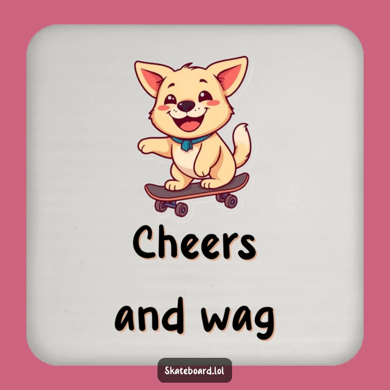 Funny Dog Coaster: Skateboard Grin for Surface Protection