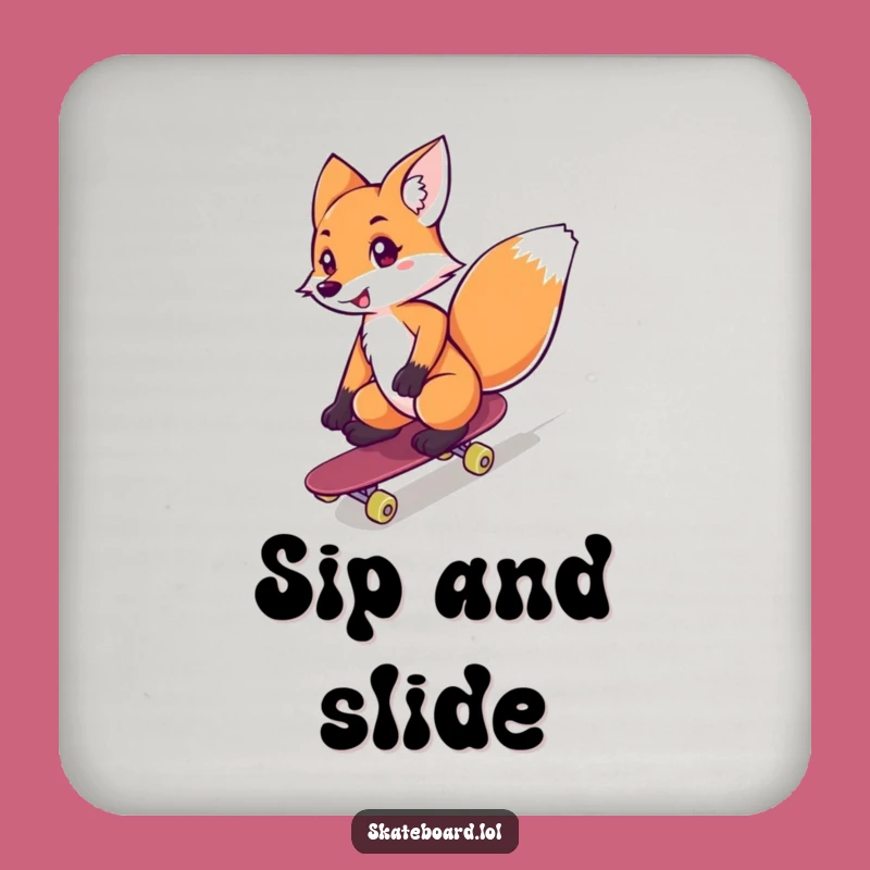 Funny Fox Skateboarder Coasters: Stylish Protection, Perfect Gift!