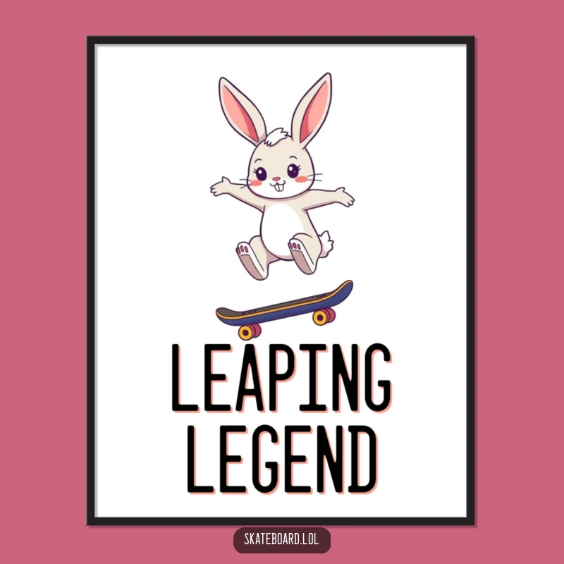 Funny Bunny Skate Poster - Stylish Jumper Art, Hilarious Decor Gift