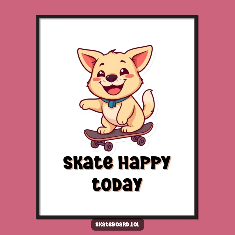 Funny Dog Poster: Skateboard Grin Artwork for Cheerful Walls