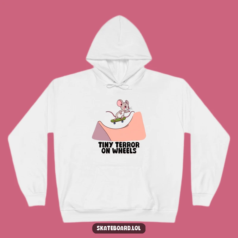 Cozy Funny Mouse Skateboarder Hoodie - Warm Determination and Humor