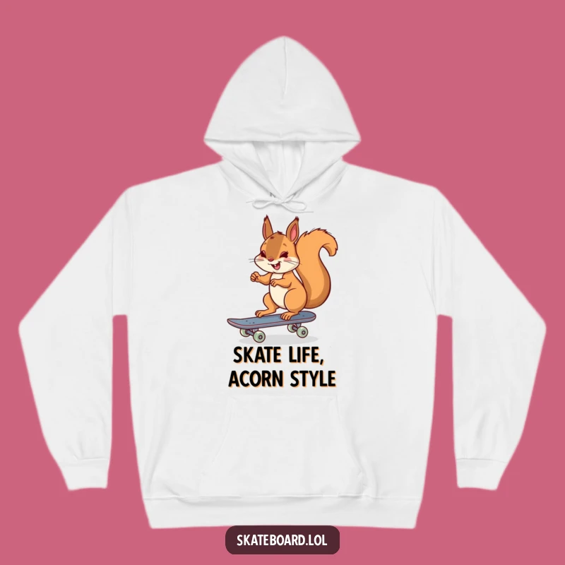 Cozy Funny Squirrel Skateboarder Hoodie - Warm Cheerful Humor Apparel