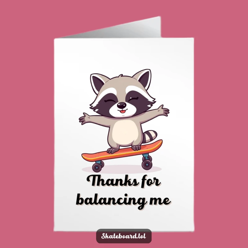 Free Printable Raccoon Skateboard Thank You Card - Giggle-Worthy Downloadable Gift!