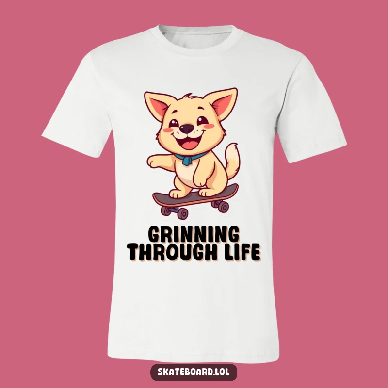 Funny Dog T-Shirt: Skateboard Grin with a Wagging Tail
