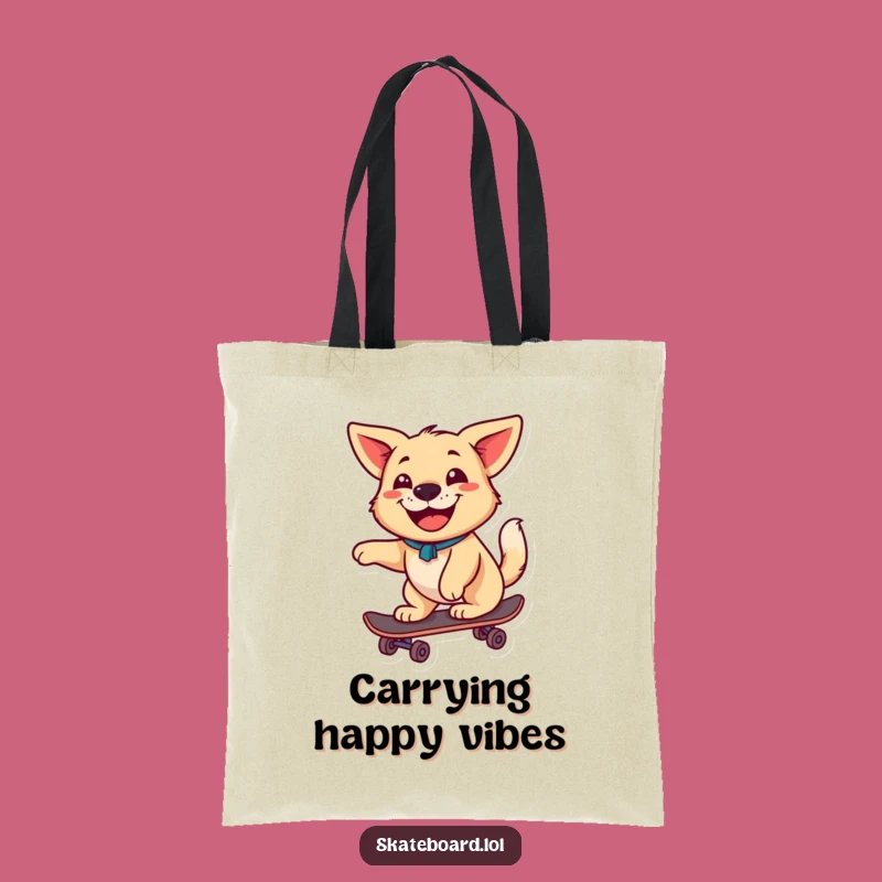 Funny Dog Tote Bag: Skateboard Grin for Everyday Fun