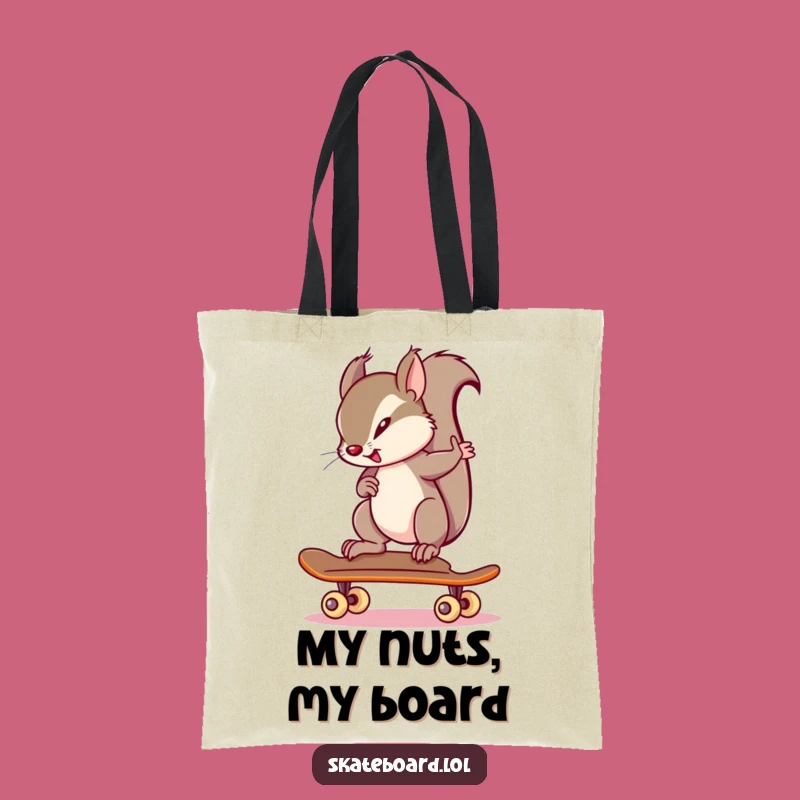 Funny Squirrel Skateboarder Tote Bag: Carry Your Gear with Focus, Perfect Gift!